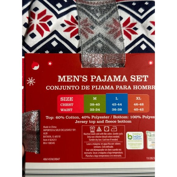Merry Moments Men Pajama PJs Set 2 Piece Christmas Snowflake Print Sz L New - Picture 3 of 3